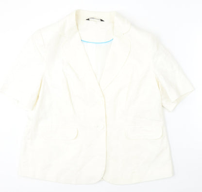 BM Collection Womens Beige  Linen Jacket Blazer Size 20