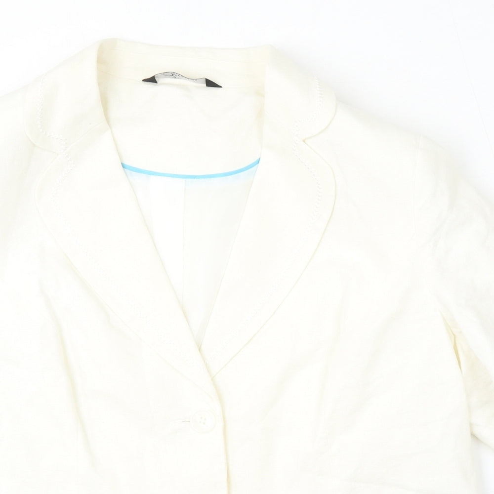 BM Collection Womens Beige  Linen Jacket Blazer Size 20