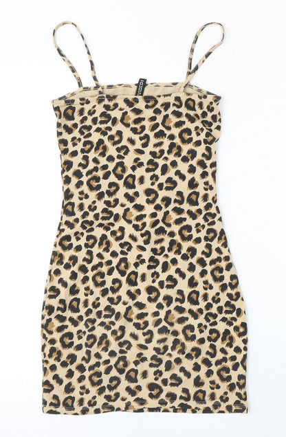 H&M Womens Multicoloured Animal Print Cotton Bodycon  Size 2  Round Neck