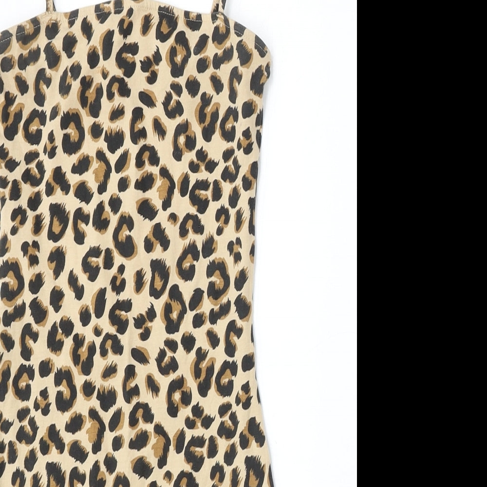 H&M Womens Multicoloured Animal Print Cotton Bodycon  Size 2  Round Neck