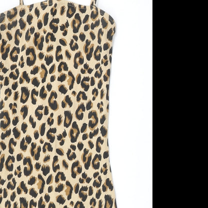 H&M Womens Multicoloured Animal Print Cotton Bodycon  Size 2  Round Neck