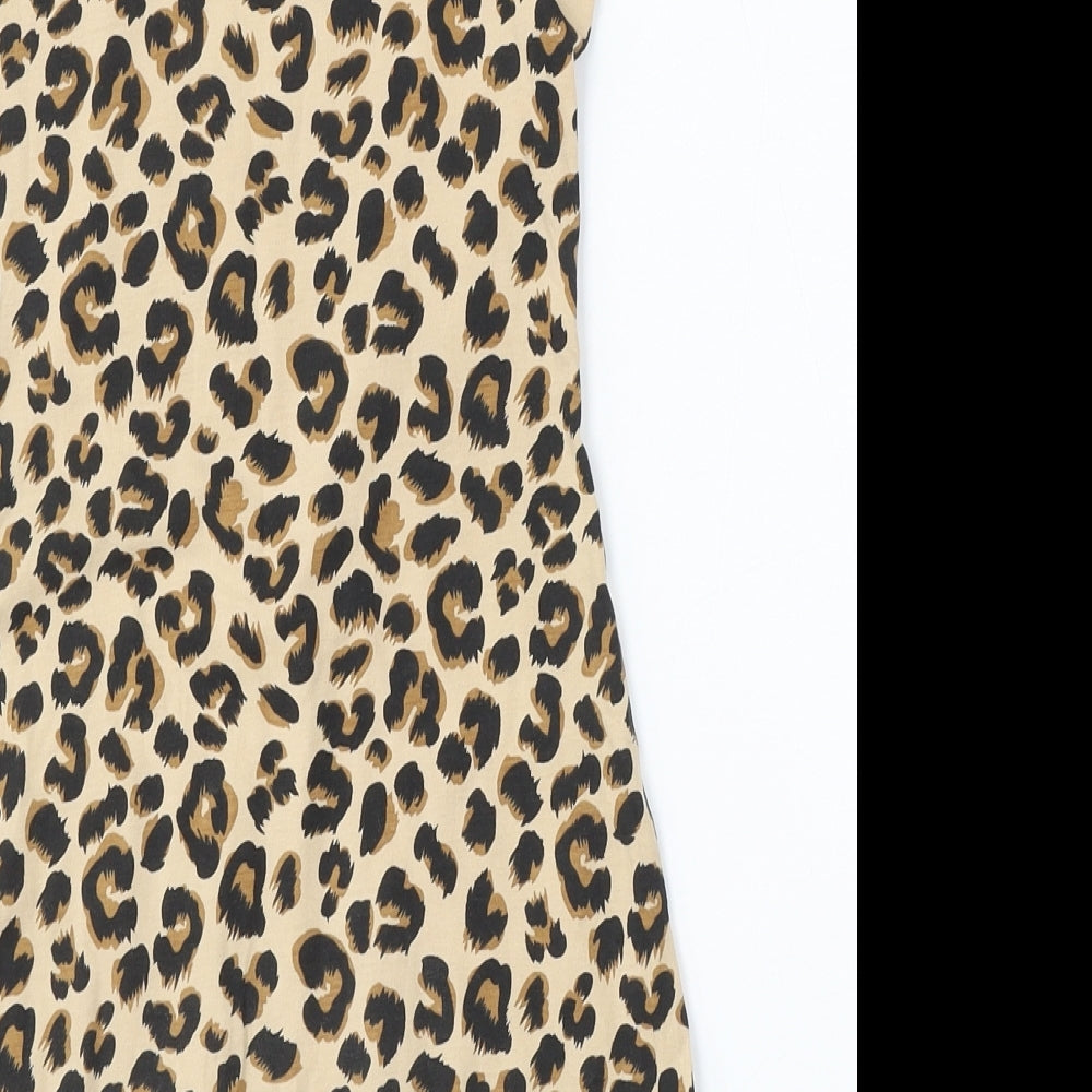 H&M Womens Multicoloured Animal Print Cotton Bodycon  Size 2  Round Neck