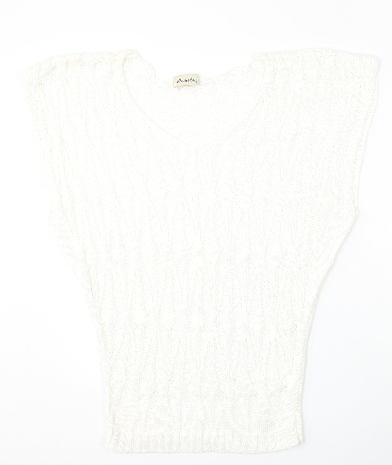 Ellamada Womens White V-Neck  Polyester Vest Jumper Size L