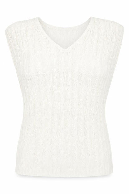 Ellamada Womens White V-Neck  Polyester Vest Jumper Size L