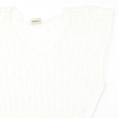 Ellamada Womens White V-Neck  Polyester Vest Jumper Size L