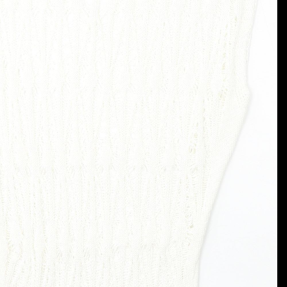 Ellamada Womens White V-Neck  Polyester Vest Jumper Size L
