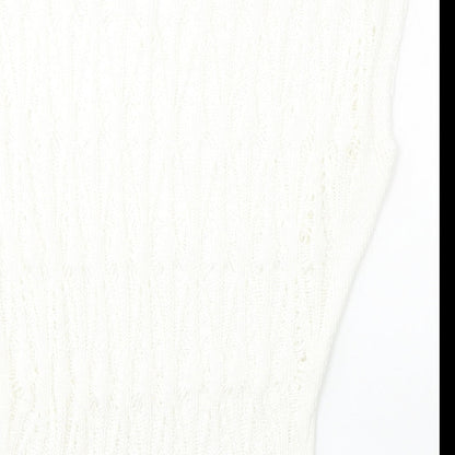 Ellamada Womens White V-Neck  Polyester Vest Jumper Size L