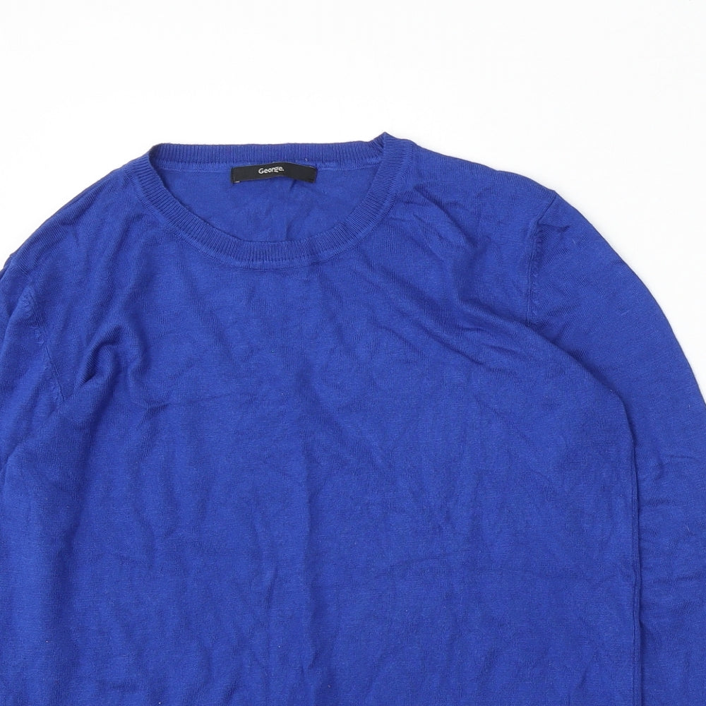 George Womens Blue Round Neck  Viscose Pullover Jumper Size 10