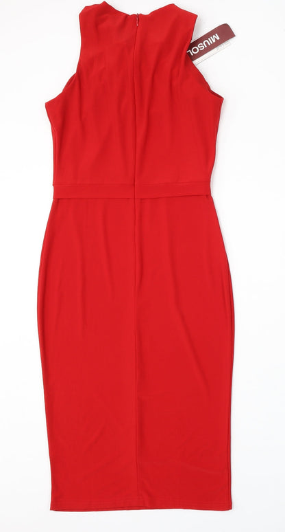 Miusol Womens Red  Polyester Pencil Dress  Size XS  V-Neck