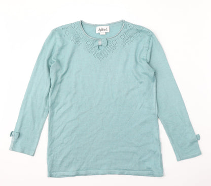Womens UK Size 14 Afibel Blue Pullover Jumper