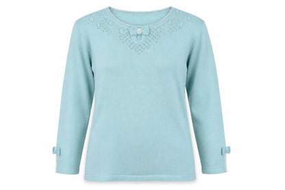 Womens UK Size 14 Afibel Blue Pullover Jumper