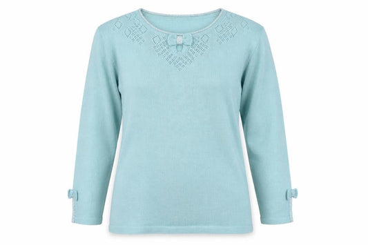Womens UK Size 14 Afibel Blue Pullover Jumper