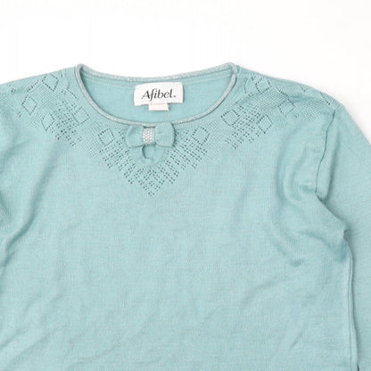 Womens UK Size 14 Afibel Blue Pullover Jumper
