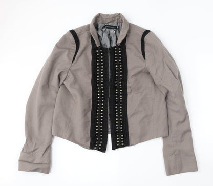 Zara Womens Beige   Jacket  Size L  Hook & Eye