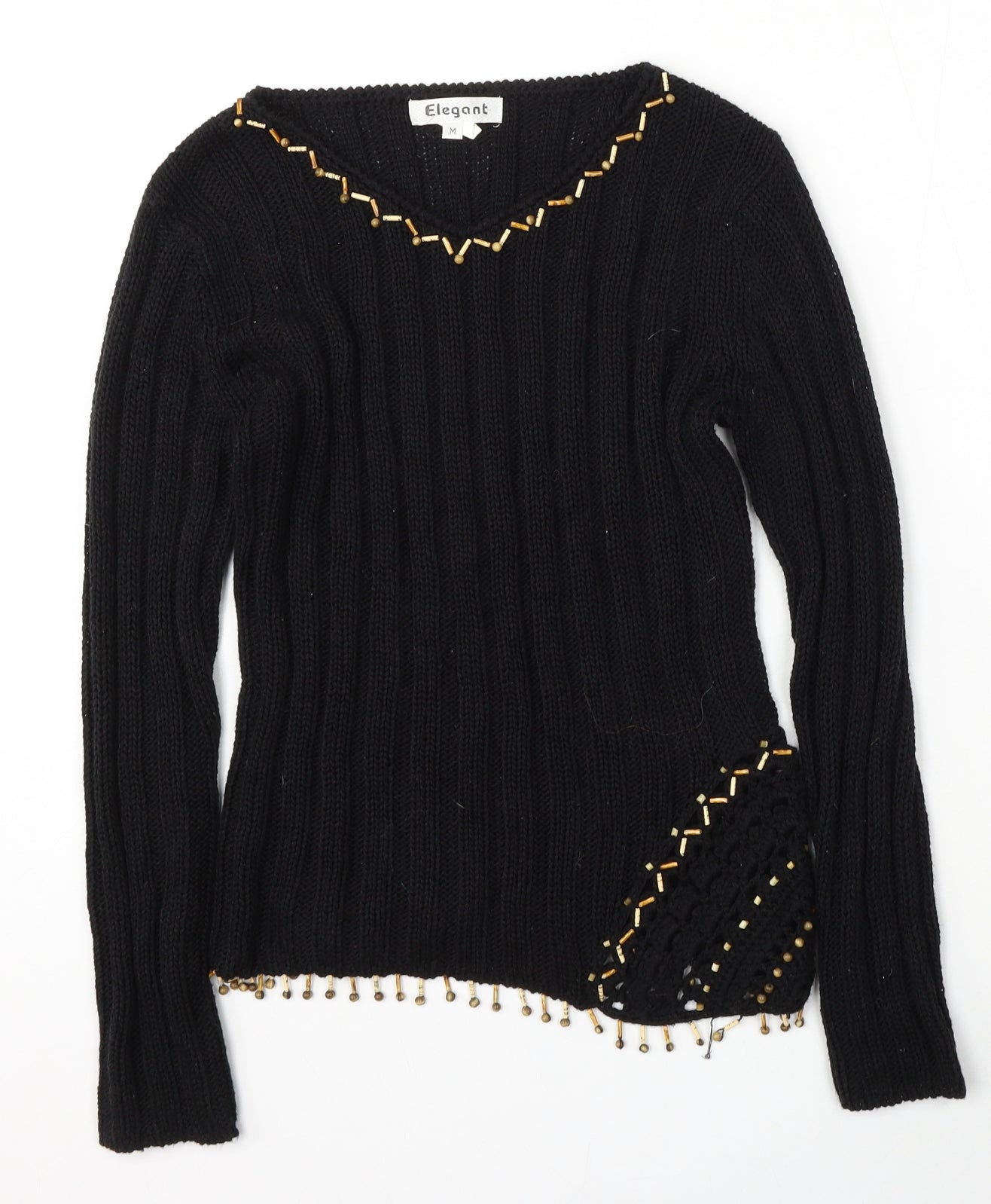 Womens UK Size M Elegant Black Pullover Jumper