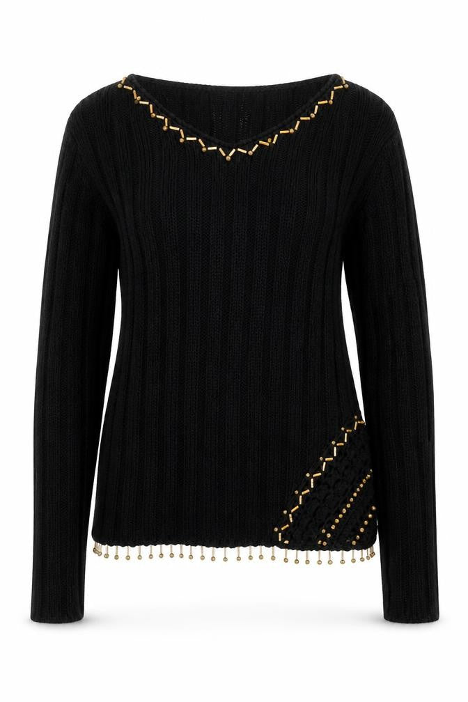 Womens UK Size M Elegant Black Pullover Jumper