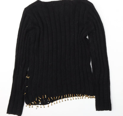 Womens UK Size M Elegant Black Pullover Jumper