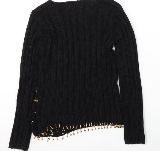 Womens UK Size M Elegant Black Pullover Jumper