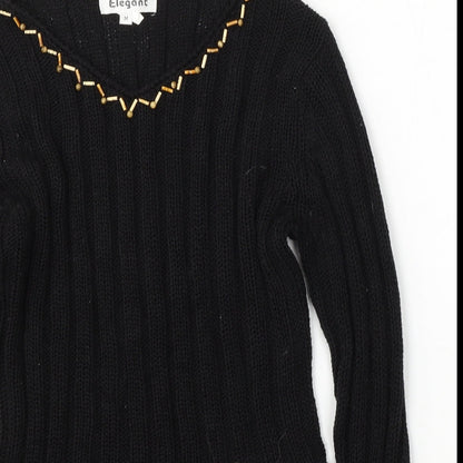Womens UK Size M Elegant Black Pullover Jumper