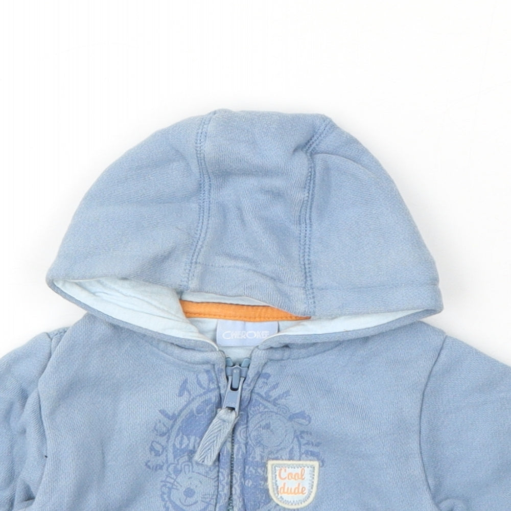 Cherokee Boys Blue  Cotton Full Zip Jumper Size 0-3 Months  Zip