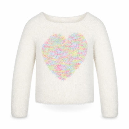 SOPHIE Girls White Round Neck  Polyester Pullover Jumper Size 12-13 Years   - Love Heart