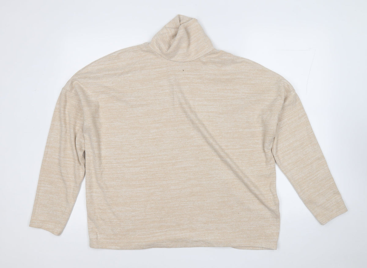 H&M Womens Beige Mock Neck  Viscose Pullover Jumper Size L