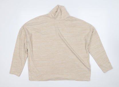 H&M Womens Beige Mock Neck  Viscose Pullover Jumper Size L