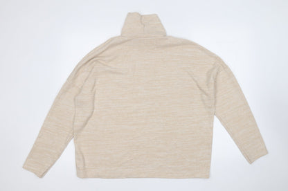 H&M Womens Beige Mock Neck  Viscose Pullover Jumper Size L
