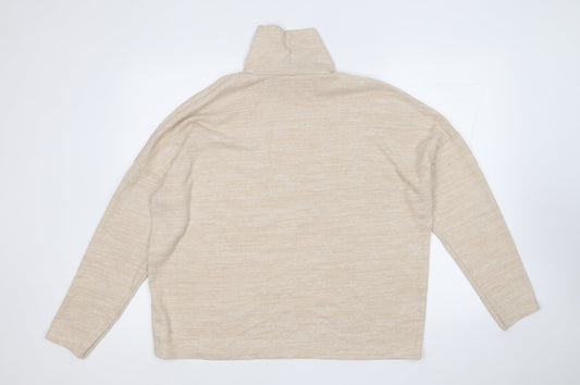 H&M Womens Beige Mock Neck  Viscose Pullover Jumper Size L