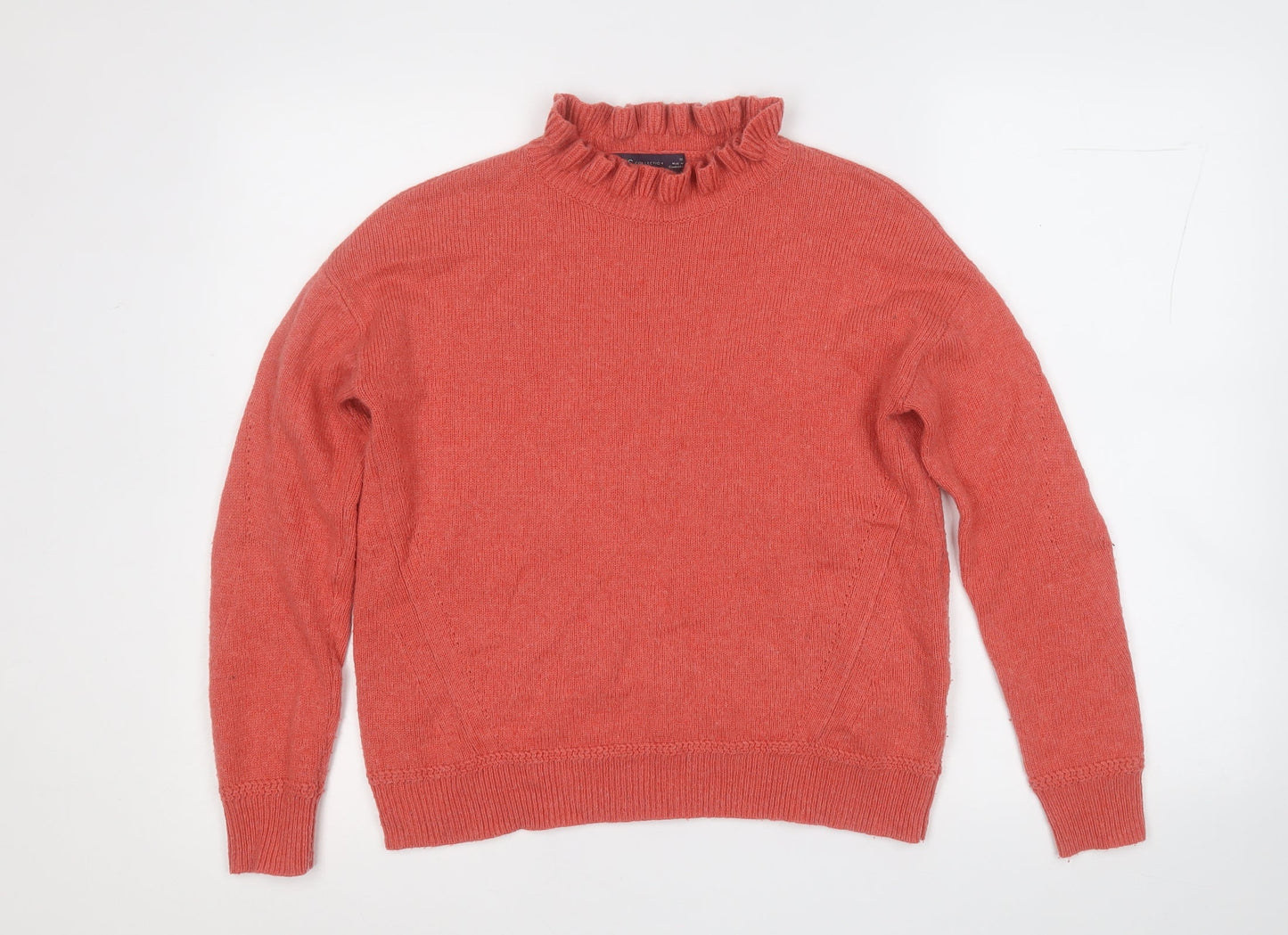 Marks and Spencer Womens Red Mock Neck  Acrylic Pullover Jumper Size XS