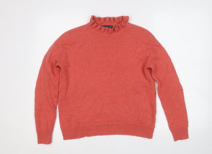 Marks and Spencer Womens Red Mock Neck  Acrylic Pullover Jumper Size XS