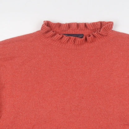 Marks and Spencer Womens Red Mock Neck  Acrylic Pullover Jumper Size XS