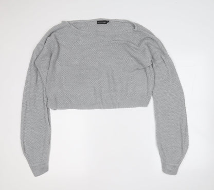 Womens UK Size M PRETTYLITTLETHING Grey Pullover Jumper