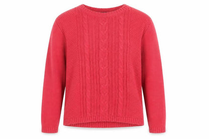 Bonmarché Womens Pink Round Neck Cotton Pullover Jumper Size L