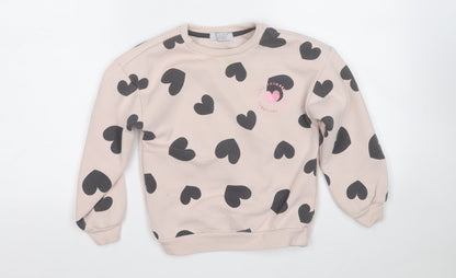 Primark Girls Pink Geometric Cotton Pullover Sweatshirt Size 7-8 Years   - Love Heart