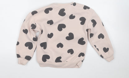 Primark Girls Pink Geometric Cotton Pullover Sweatshirt Size 7-8 Years   - Love Heart