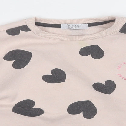 Primark Girls Pink Geometric Cotton Pullover Sweatshirt Size 7-8 Years   - Love Heart