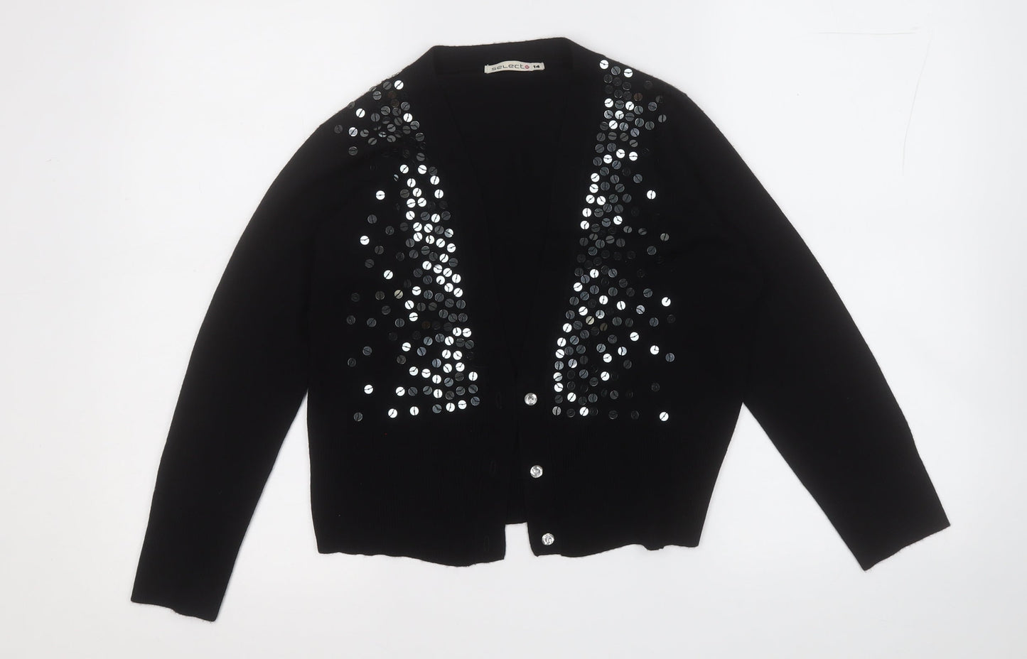 Womens UK Size 14 Select Black Cardigan Jumper