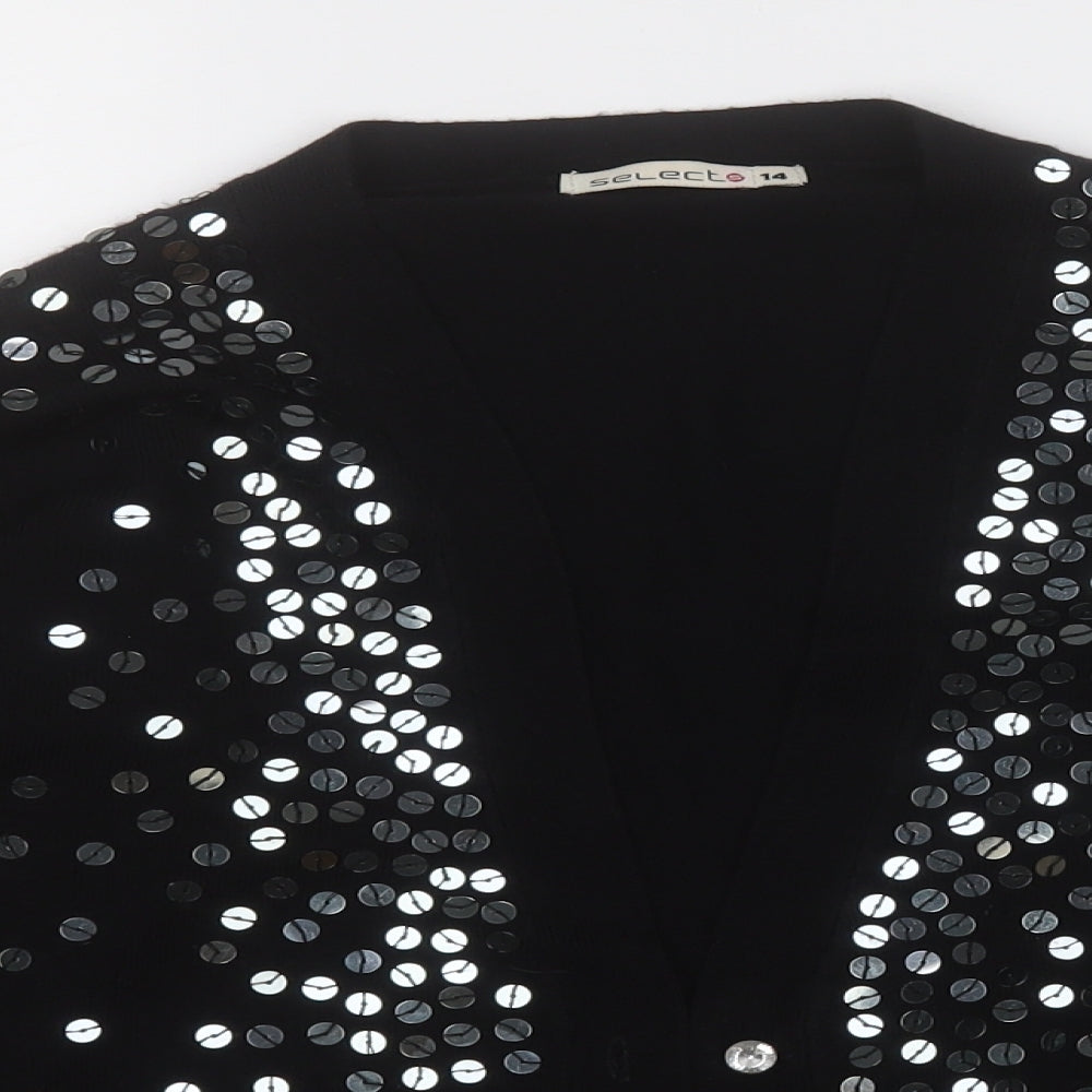 Womens UK Size 14 Select Black Cardigan Jumper