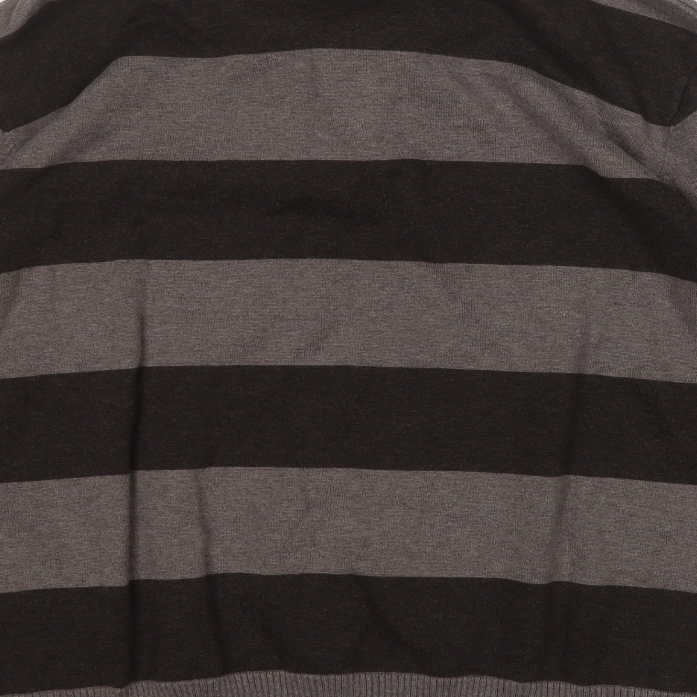 Wolsey Mens Brown Collared Striped Cotton Pullover Jumper Size XL