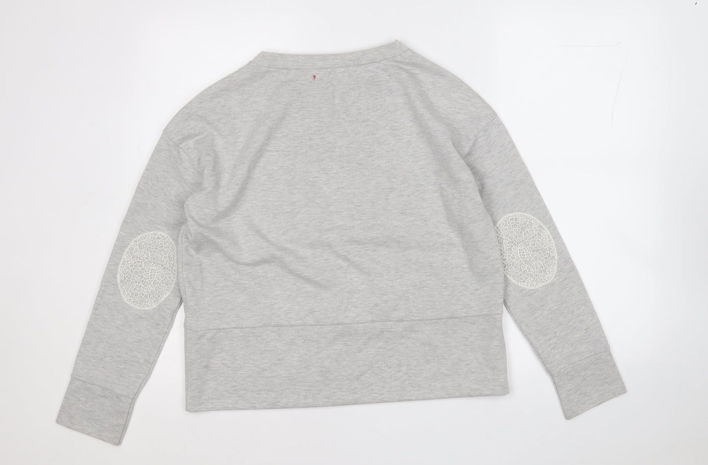 Preworn Womens Grey  Cotton Pullover Sweatshirt Size S   - Elbow Patches