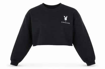 Missguided Womens Black  Cotton Pullover Sweatshirt Size S  Pullover - Cropped