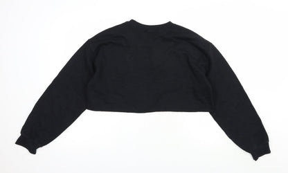 Missguided Womens Black  Cotton Pullover Sweatshirt Size S  Pullover - Cropped