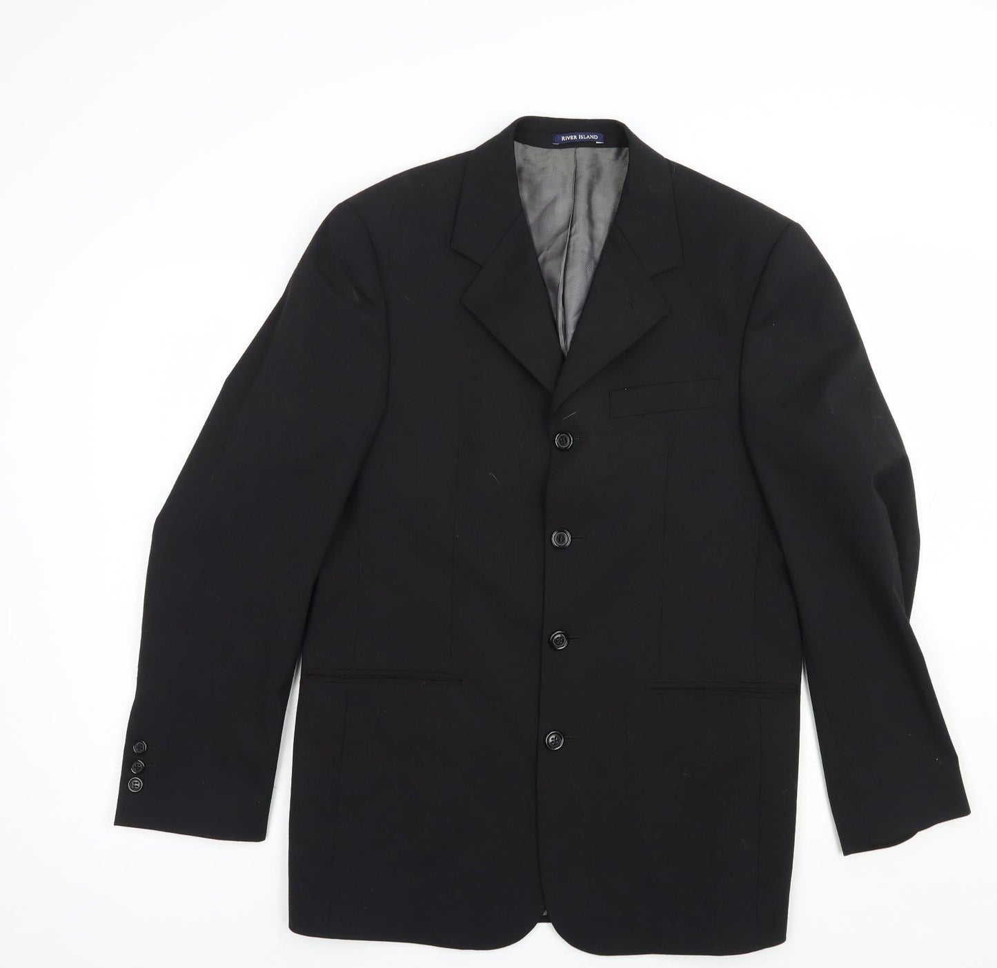 Mens UK Size 38 River Island Regular Black Suit Jacket