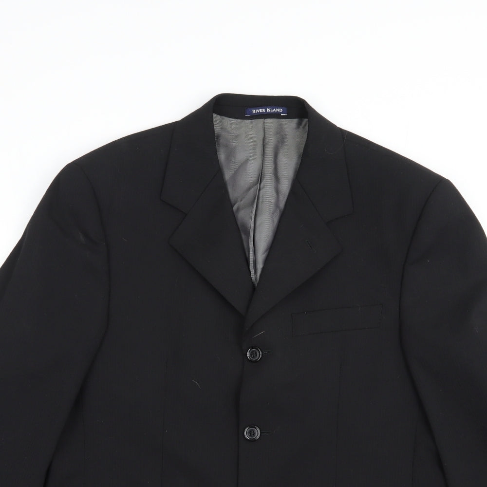Mens UK Size 38 River Island Regular Black Suit Jacket