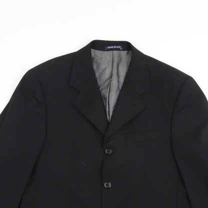 Mens UK Size 38 River Island Regular Black Suit Jacket