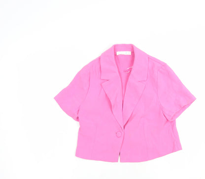 Primark Womens Pink   Jacket Blazer Size 4  Button - Cropped