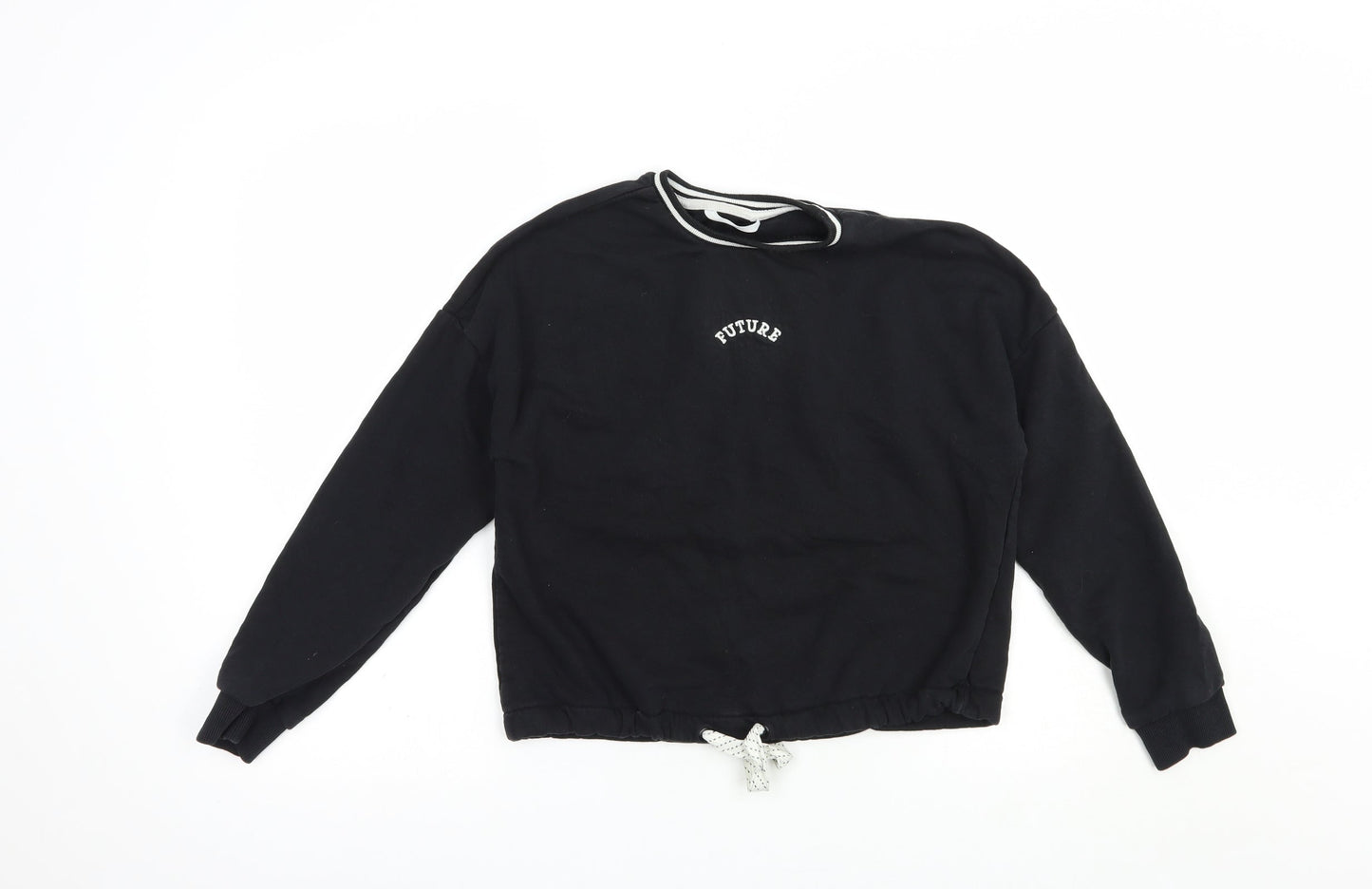 Marks and Spencer Girls Black  Cotton Pullover Sweatshirt Size 12-13 Years  Pullover - Future