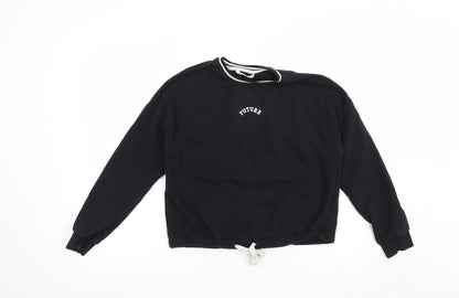 Marks and Spencer Girls Black  Cotton Pullover Sweatshirt Size 12-13 Years  Pullover - Future