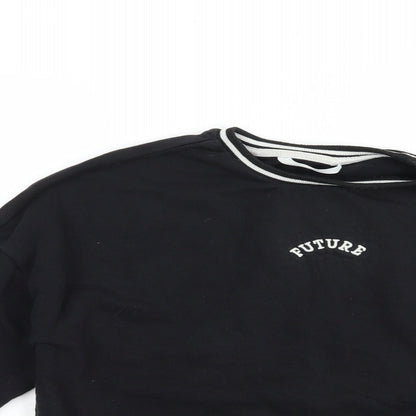 Marks and Spencer Girls Black  Cotton Pullover Sweatshirt Size 12-13 Years  Pullover - Future